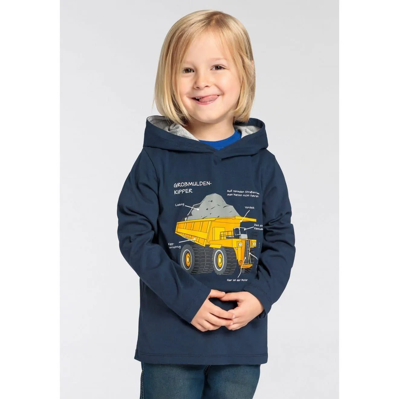 KIDSWORLD Shirt met lange mouwen LKW kiepwagen Lange mouwen, basic pasvorm, met modieuze print, ronde hals