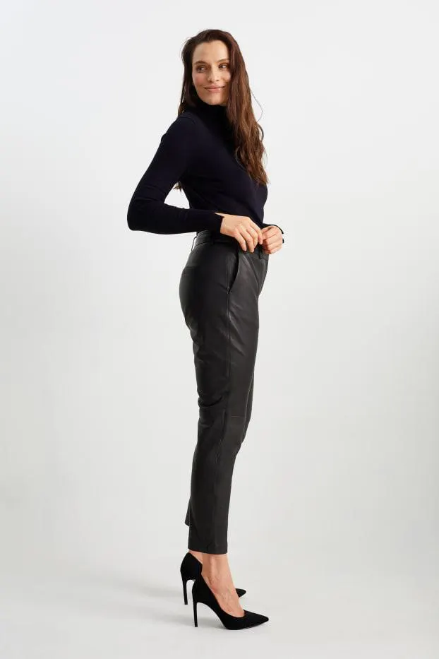 Leren broek - high waist - tapered fit