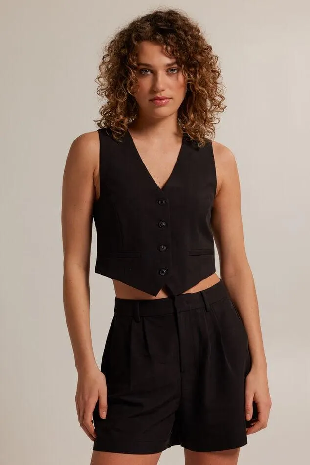 Effen gilet met een V-hals en knopen