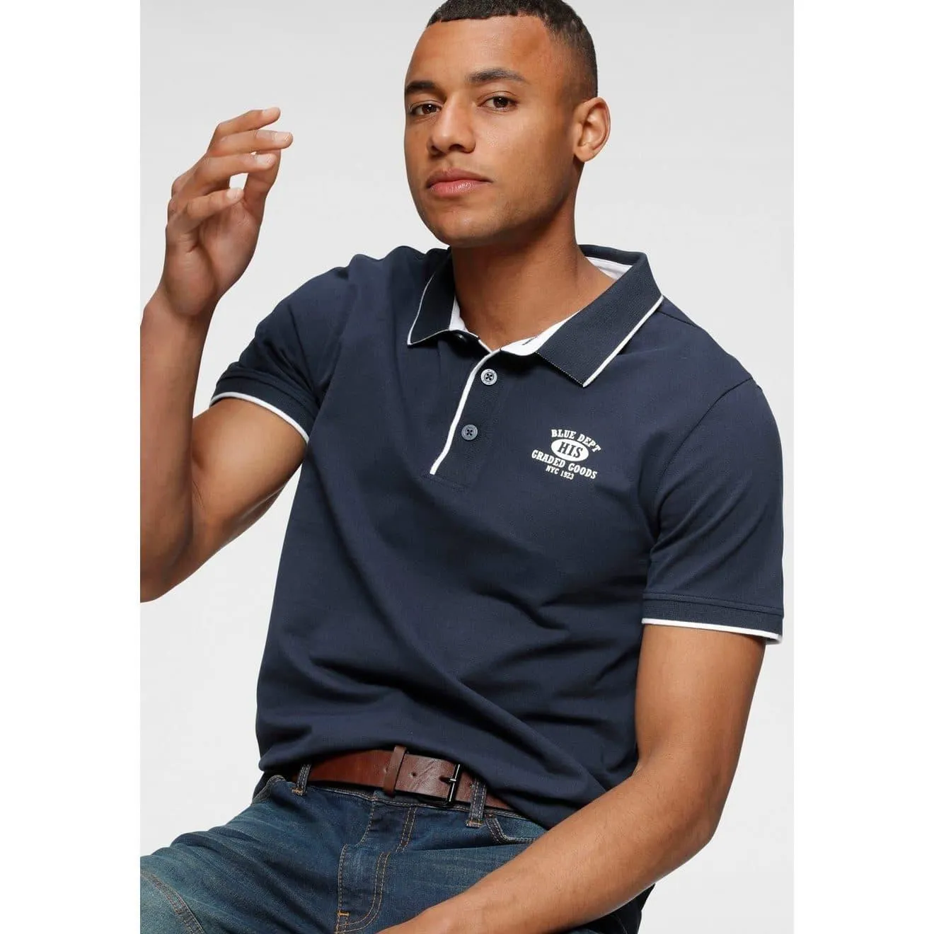H.I.S Poloshirt Korte mouwen, smal gesneden, met polokraag, van piqué-stof
