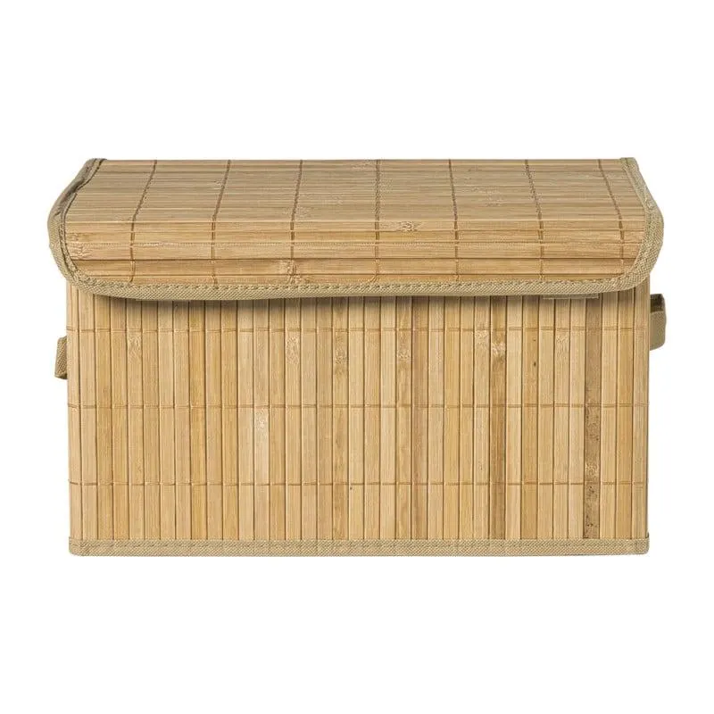 Opbergmand met deksel groot - bamboe - 25x38x22 cm