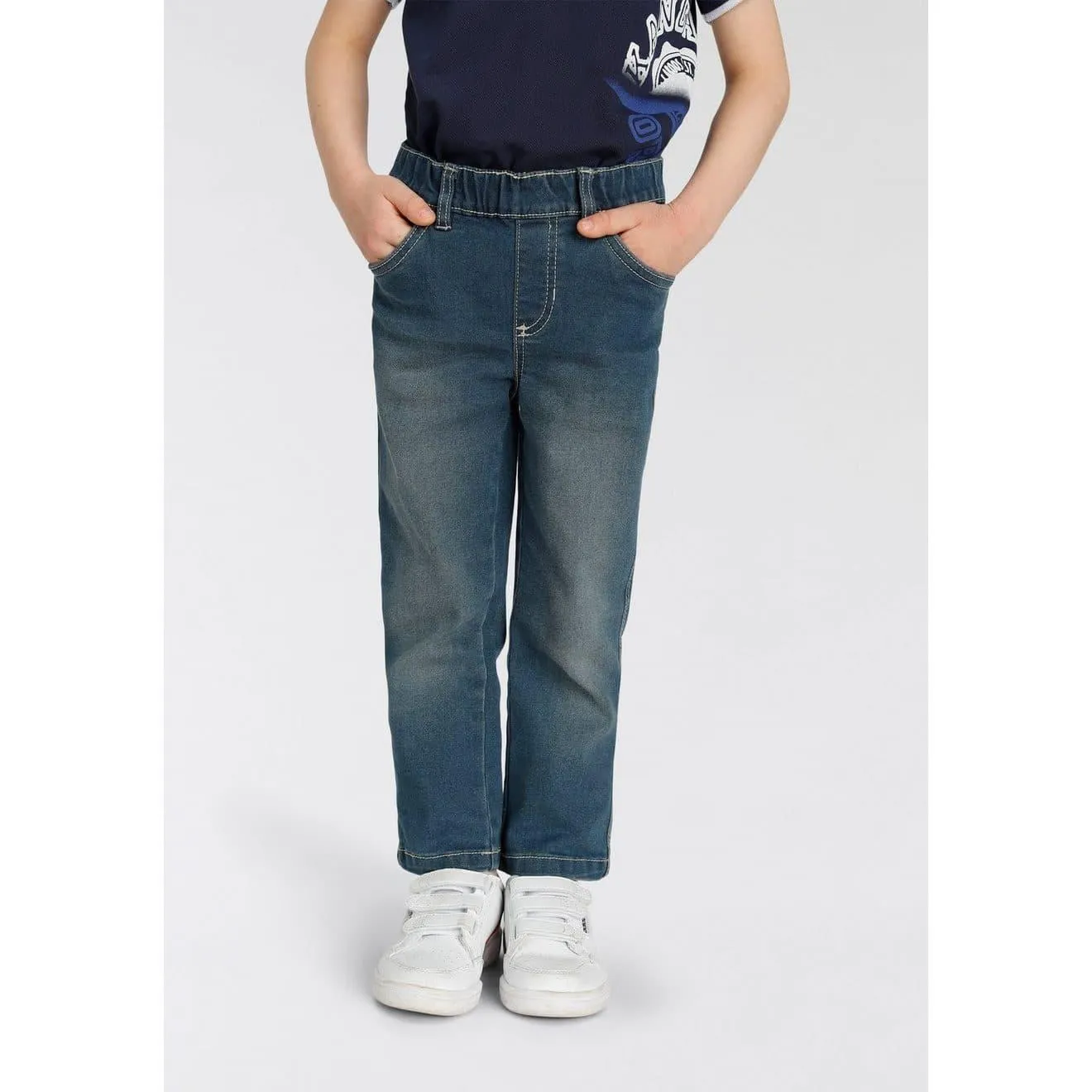 KIDSWORLD Comfortjeans , Stretch-Jeans voor kleine jongens comfortabele pasvorm, rechte pasvorm, met elastische taille
