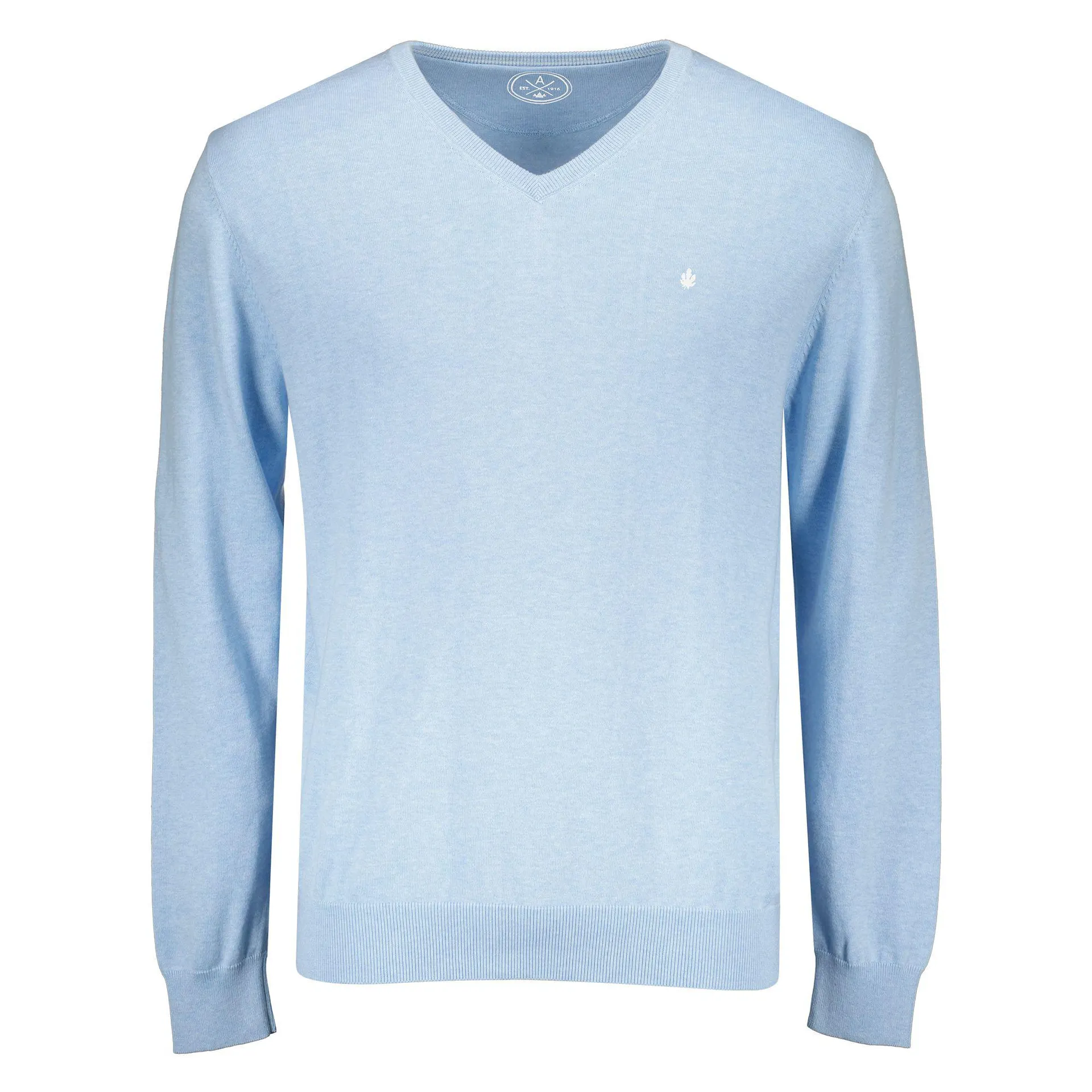 Katoenen Trui met V-hals Lichtblauw