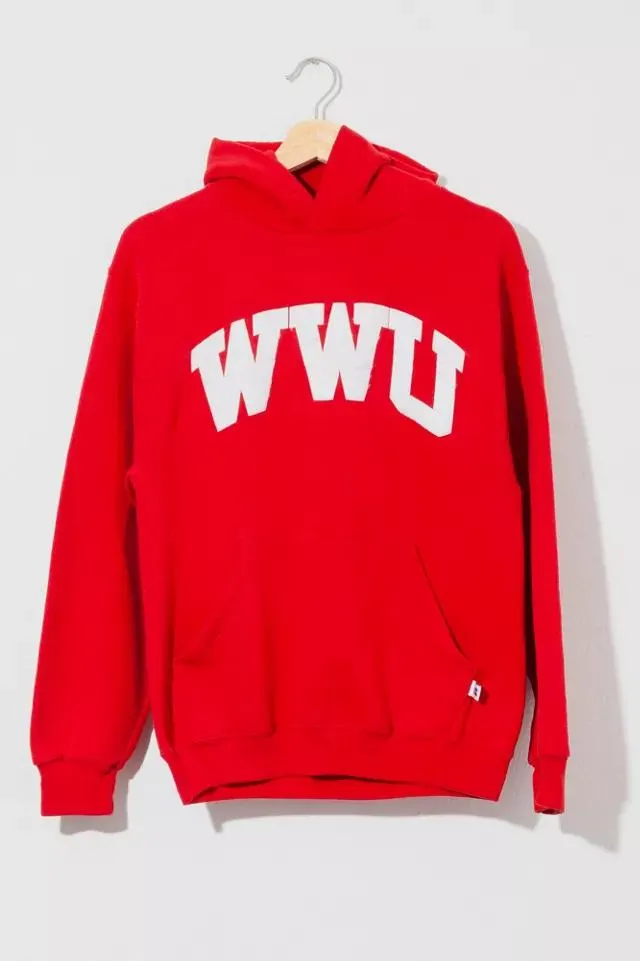 Vintage 1990s Distressed WWU Russell Athletic Pullover Hoodie Sweatshirt