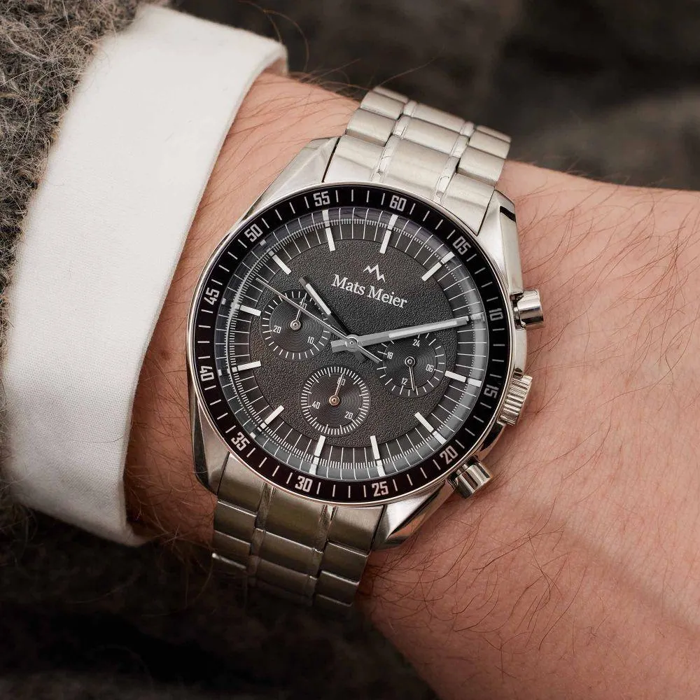 Arosa Racing Chronograaf Herenhorloge Zilverkleurig en Zwart MM50012