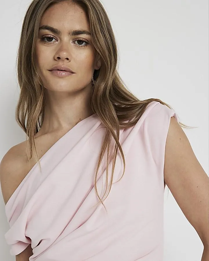 Pink Off Shoulder Drape Top