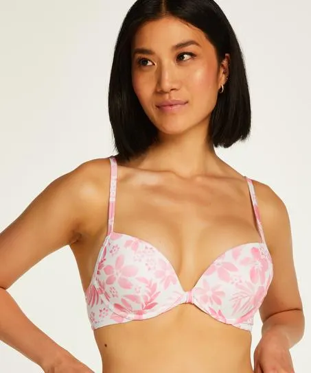 Voorgevormde push-up beugel bikinitop Tropical - Zwart