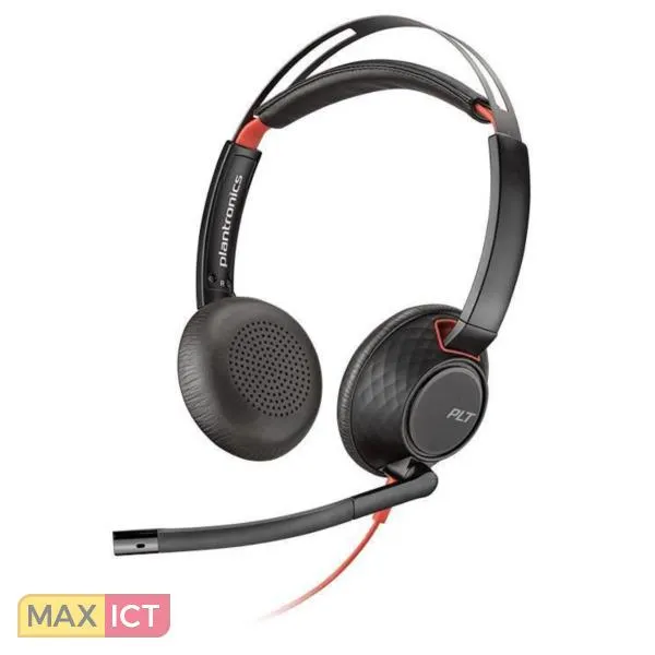 Poly Blackwire 5220 Stereofonisch Hoofdband Zwart, Rood
