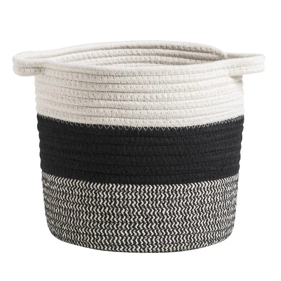 Mand Leuven - zwart/wit/grijs - 22xØ22 cm