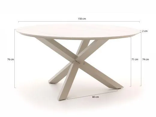 Bellagio Albinea/Lodola ø150cm dining tuinset 6-delig stapelbaar