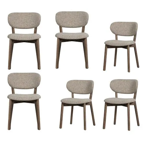 WOOOD eetkamerstoelen Udar Houten Frame - Donkerbruin - Set van 6