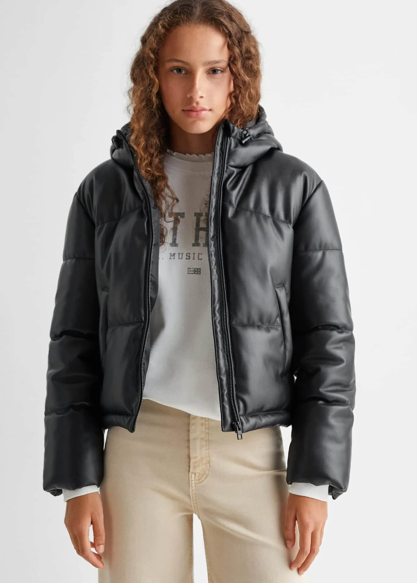 Anorak acolchado efecto piel