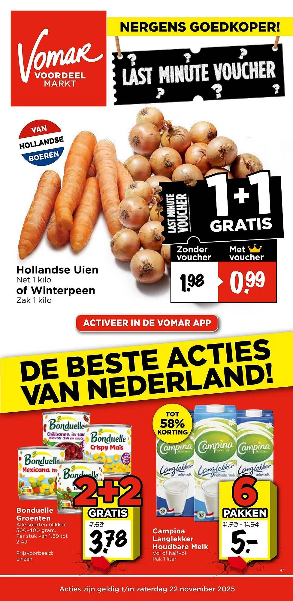 Vomar Voordeelmarkt folder van 20 november tot 22 november 2025 - Folder pagina 1