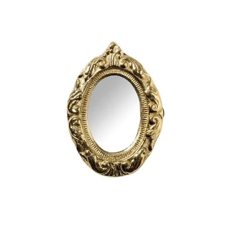 Mini spiegel ovaal - goudkleurig - 6.5x4.5x1 cm