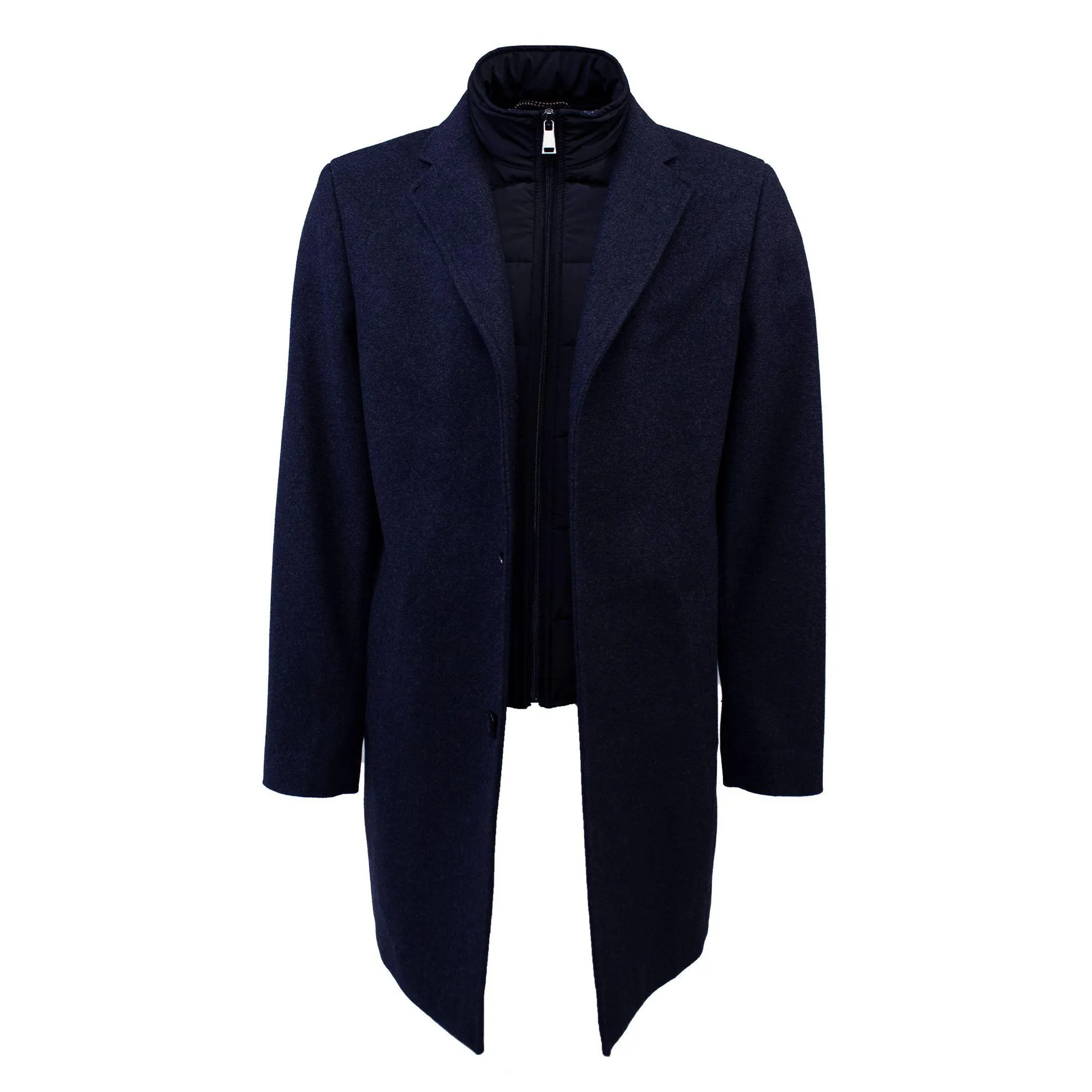 Lange Wollen Winterjas Donkerblauw