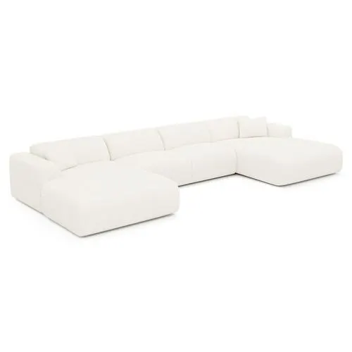 Sia Home - Symmetrische banken MYRA - Bouclette stof - Crème - 366cm