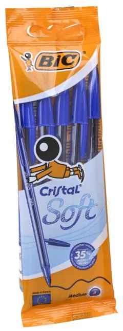 2 pakken Bic Balpen Crystal Soft Medium Blauw 5st