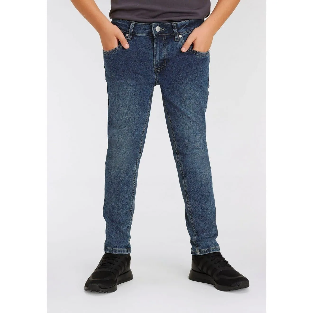 KIDSWORLD Stretch jeans , Basic Jeans voor jongens Regular fit, smalle pasvorm, met verstelbare elastiek