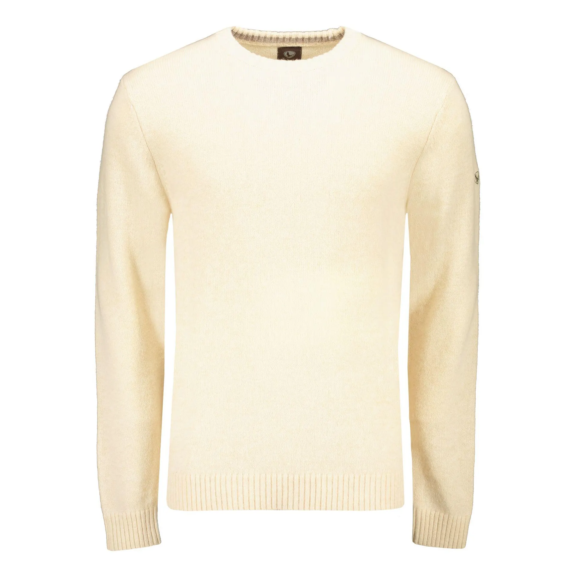 Lamswollen Trui met Ronde Hals Off-White