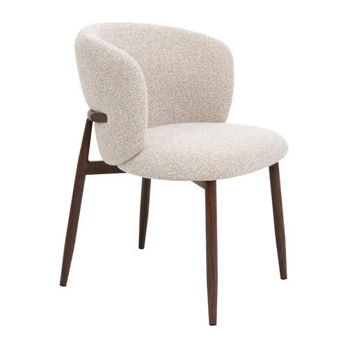 DÉJA Living Eetkamerstoel Varde - Stof - Beige/Walnoot - Set van 2