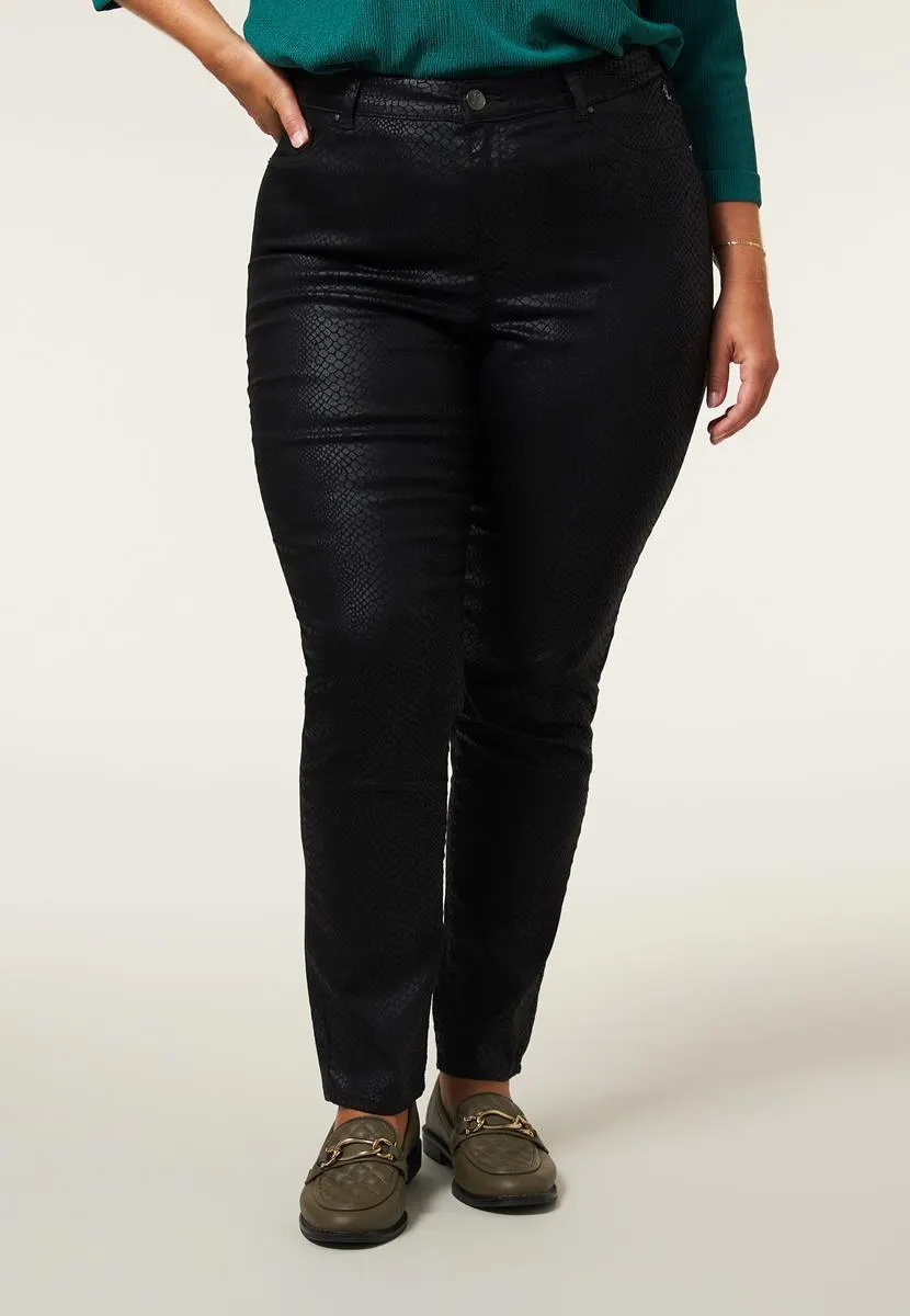 Broek metallic print zwart 32"