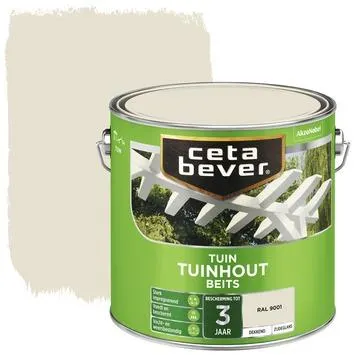 Cetabever tuinhoutbeits dekkend RAL 9001 crème wit zijdeglans 2,5 l