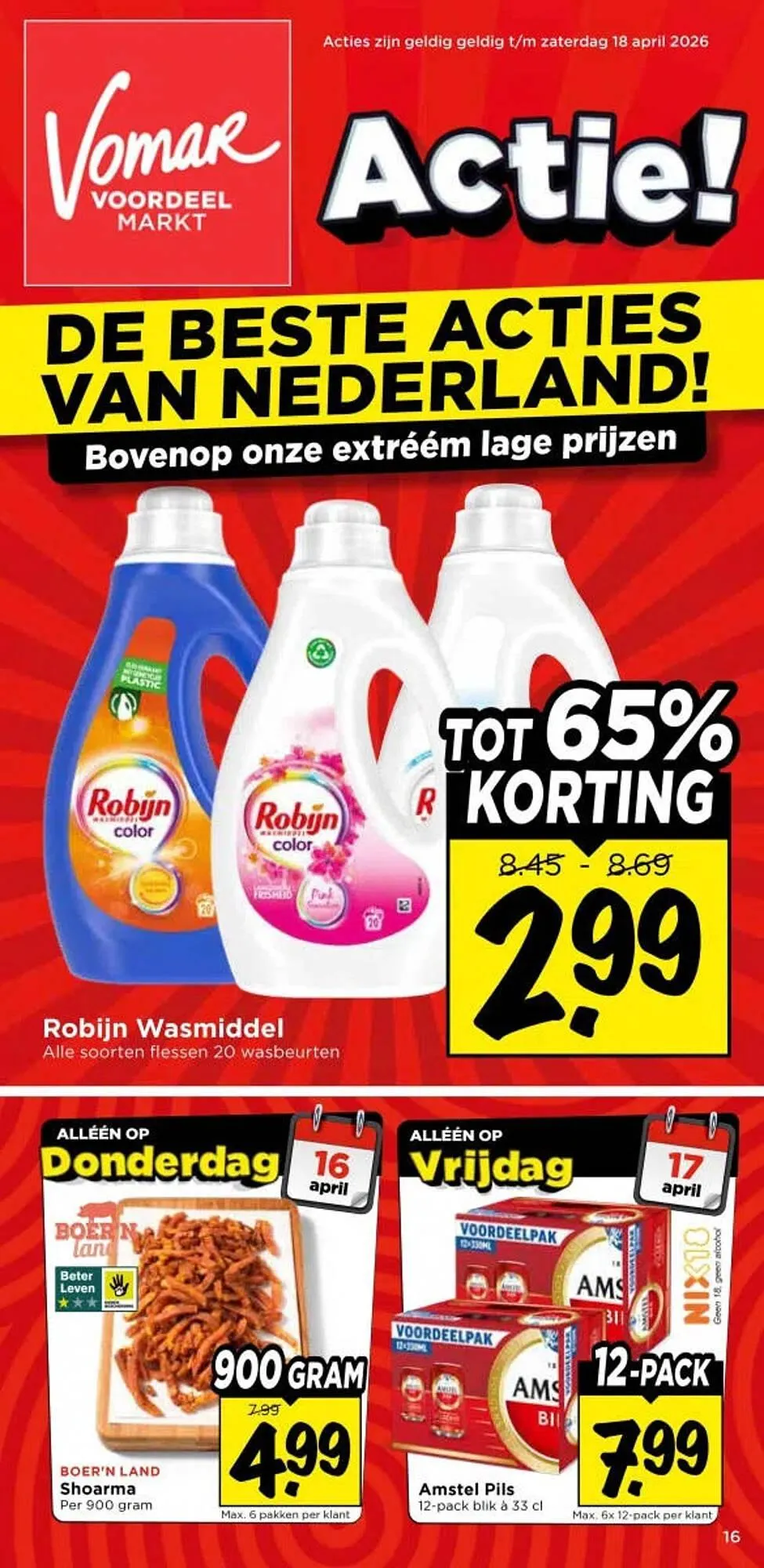 Vomar Voordeelmarkt folder van 16 april tot 18 april 2026 - Folder pagina 1