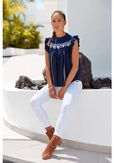 Lascana Rucheblouse met borduurwerk