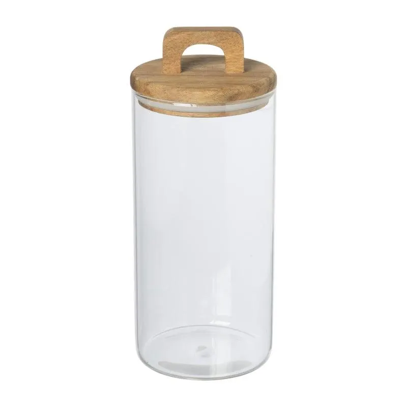 Voorraadpot met acacia deksel - ø10x24 cm