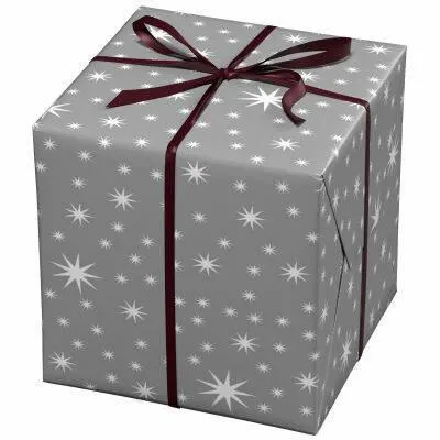 Cadeaupapier - 10 meter - zilver/sterren