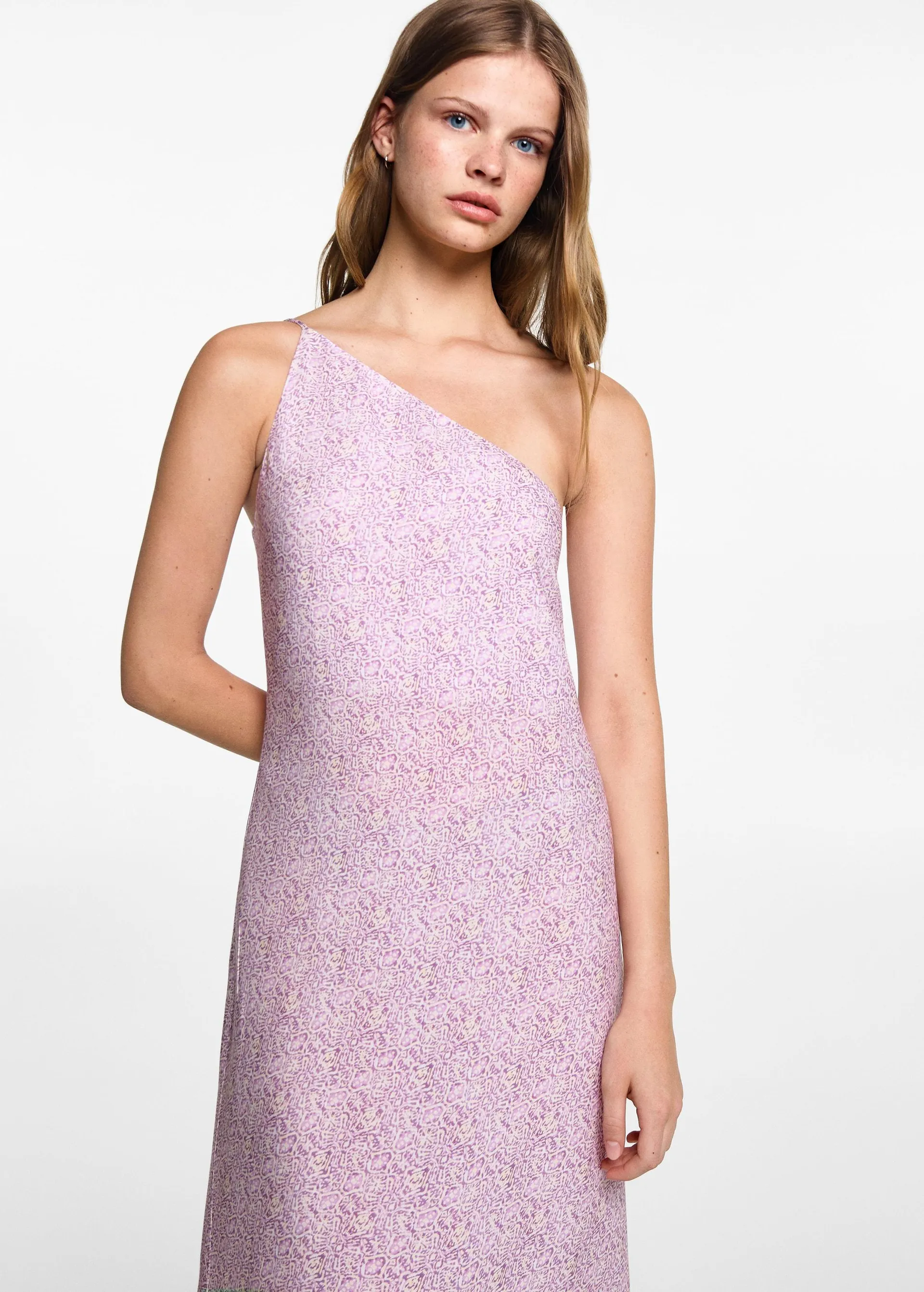 Bedrukte asymmetrische jurk