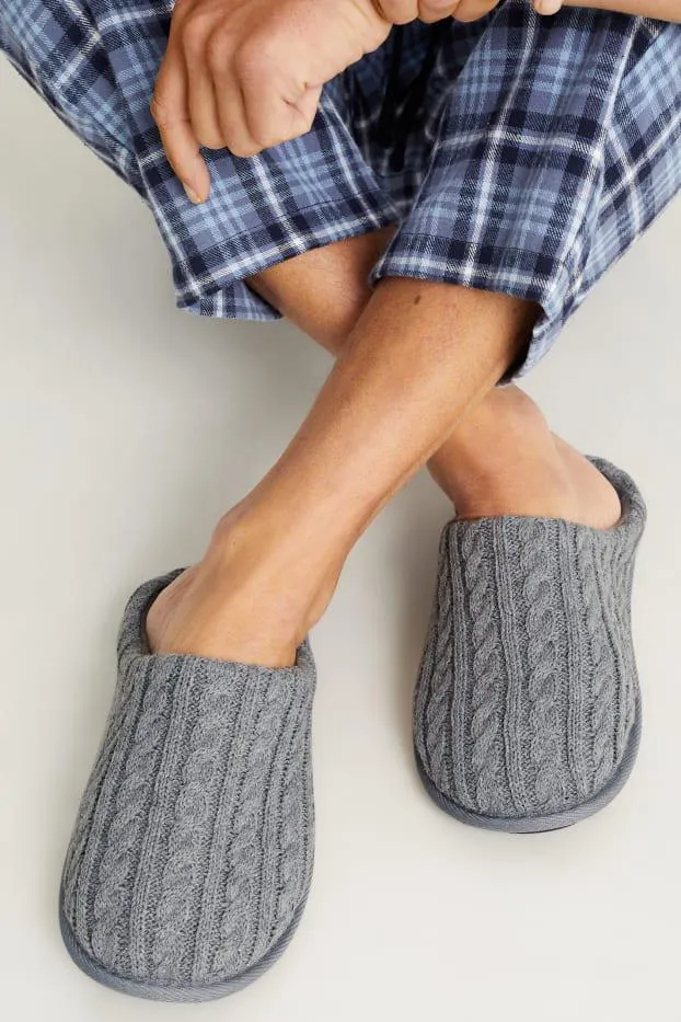 Knitted slippers - cable knit pattern