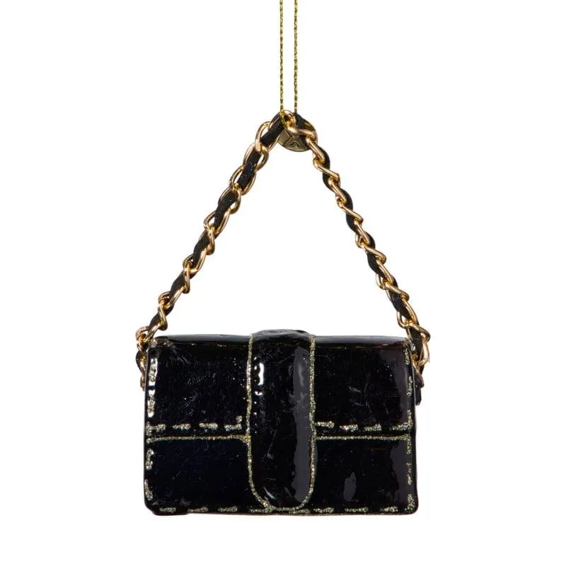 Kersthanger handtas - zwart - 4.2x7x2.8 cm