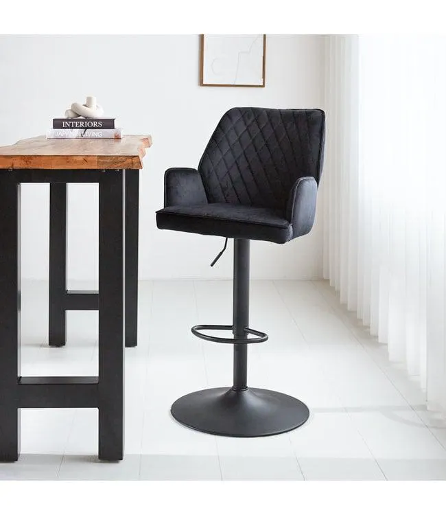 Barkruk Novan velvet zwart