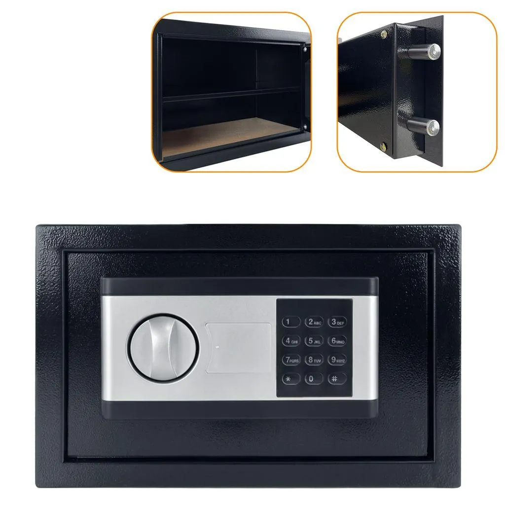 UISEBRT Möbeltresor Elektronischer Safe Tresor Digitaler Safe Minisafe 22L-35x25x25cm Elektronikschloss Wandtresor PIN-Code Safe Tresor mit 2 Schlüsseln Doppelbartschloss mit Zahlencode