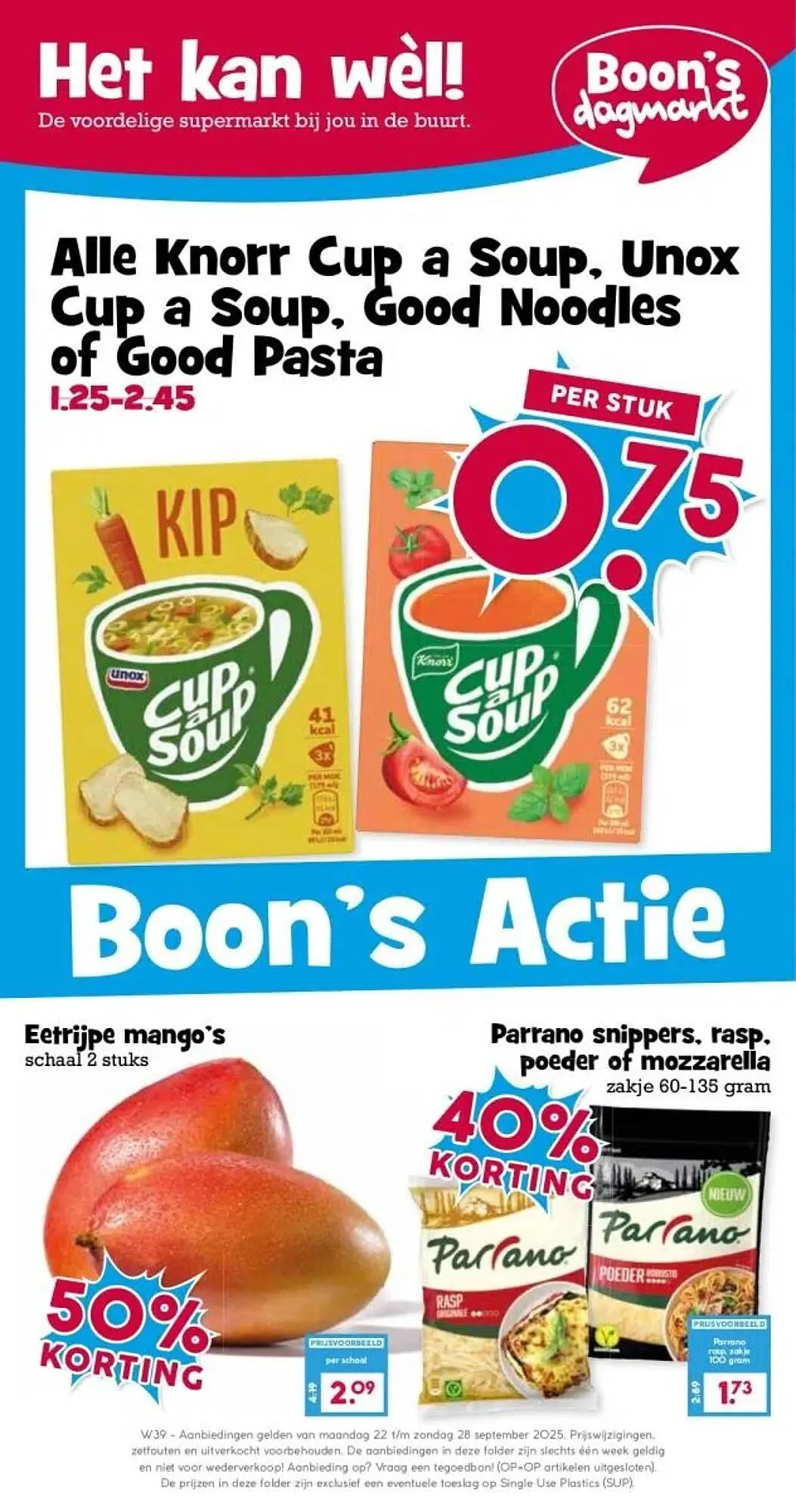 Boon`s Markt folder van 22 september tot 28 september 2025 - Folder pagina 1