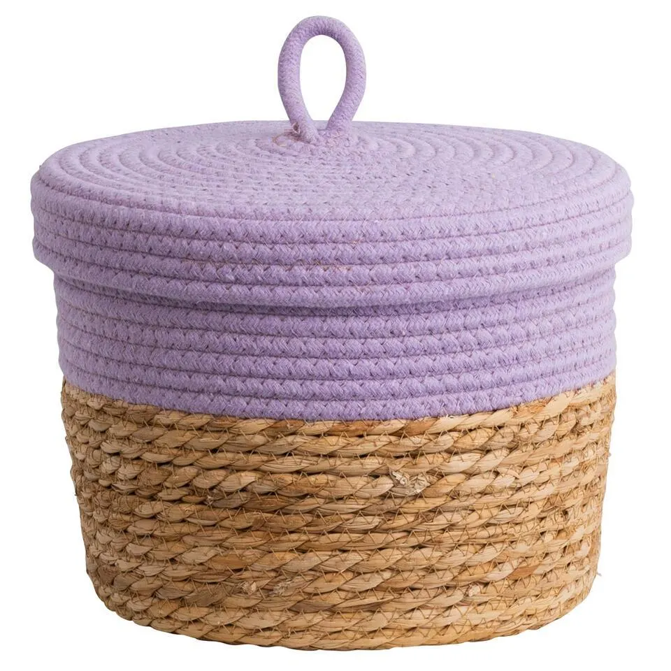 Mand met deksel Nowie - Lila - Katoen - 19xØ27 cm