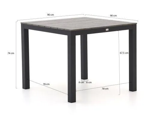 Bellagio Dranera/Fidenza 90cm dining tuinset 5-delig stapelbaar