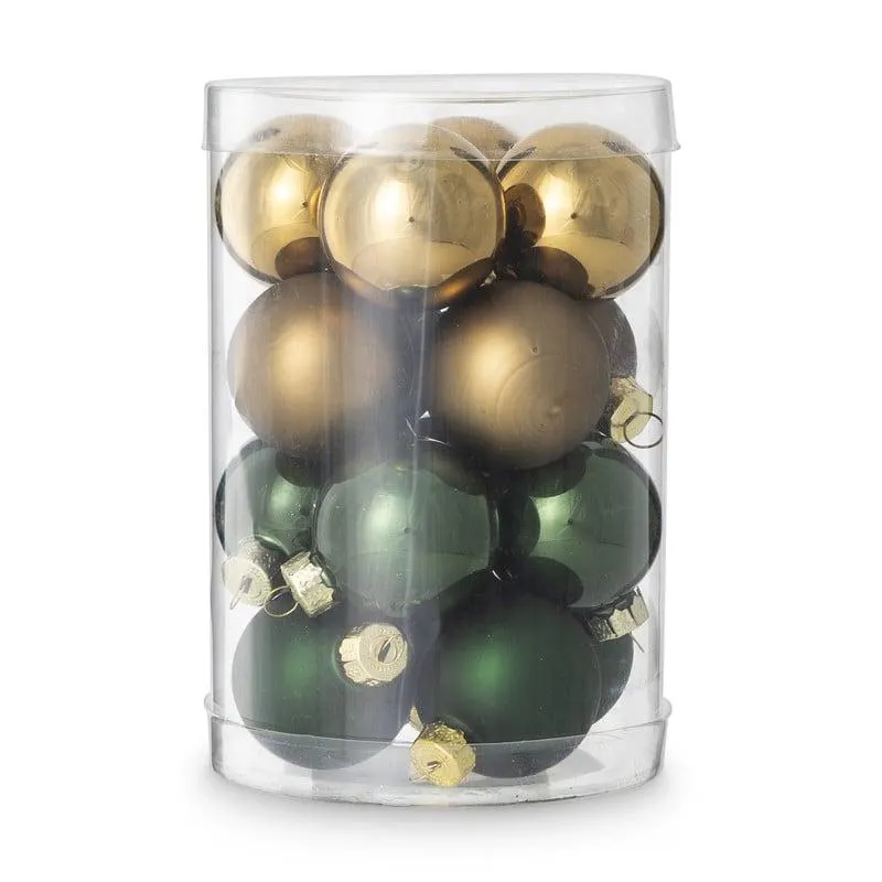 Box met kerstballen - groen - ø4cm - set van 16