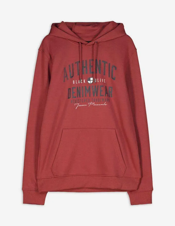 Mikina s kapucí - Natištěný text - tmave cervená