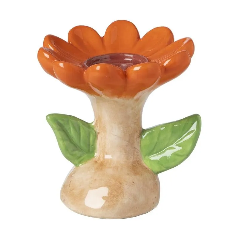 Kandelaar bloem - oranje - ø11x12 cm