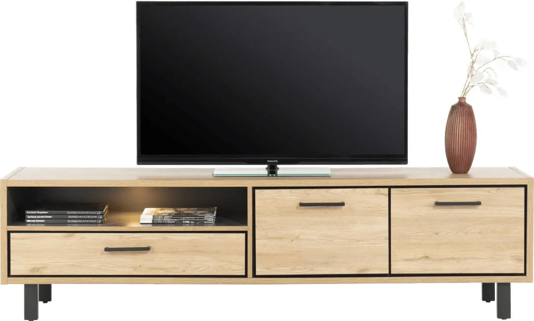 lowboard 200 cm. - 2-deuren + 1-lade + 1-niche (+ LED)