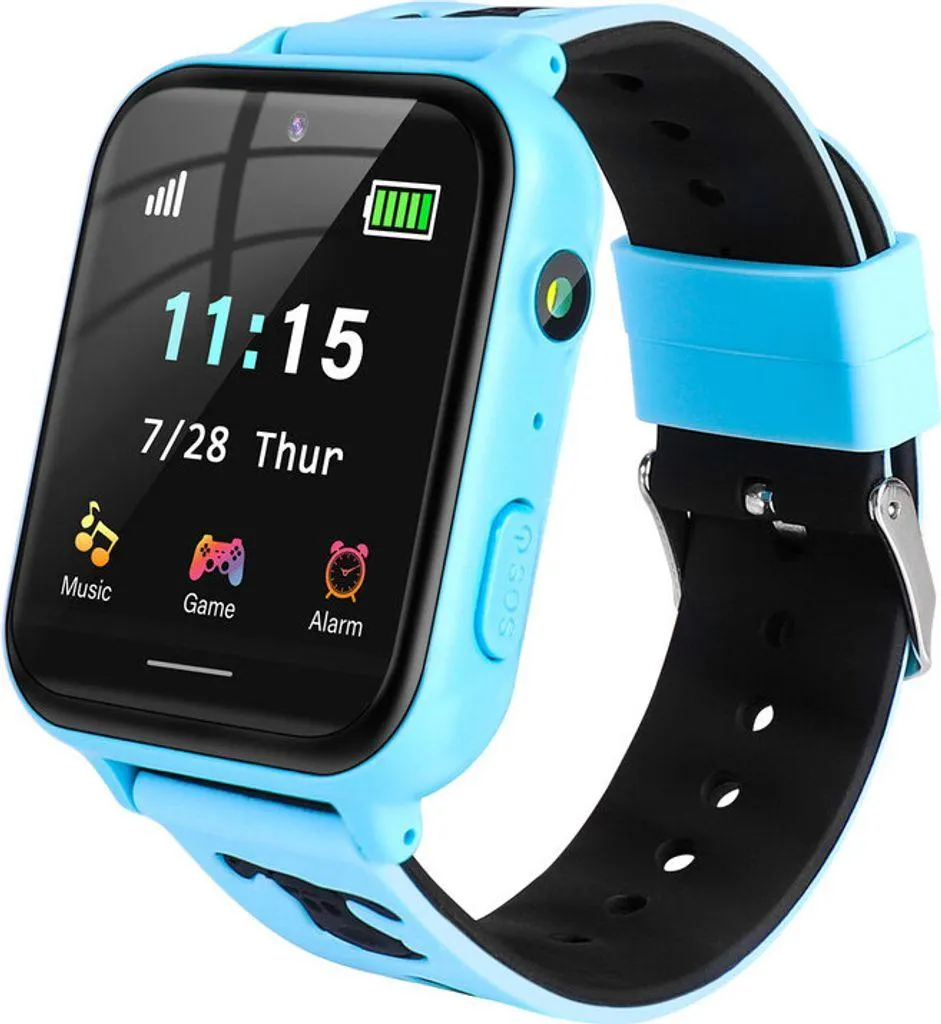 Smart Watch für Kinder mit Musik Player Schrittzähler Mathematik Spiele SOS Anruf Kamera Alarm Recorder Rechner MP3 für Geburtstagsgeschenk Kinder Jungen Mädchen, Blau