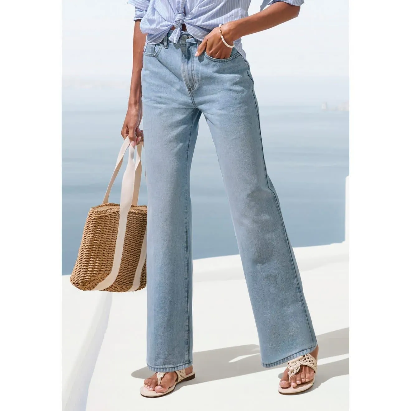 Lascana Wijde jeans met hoge taille en 5-pocketstijl, wide-leg jeans