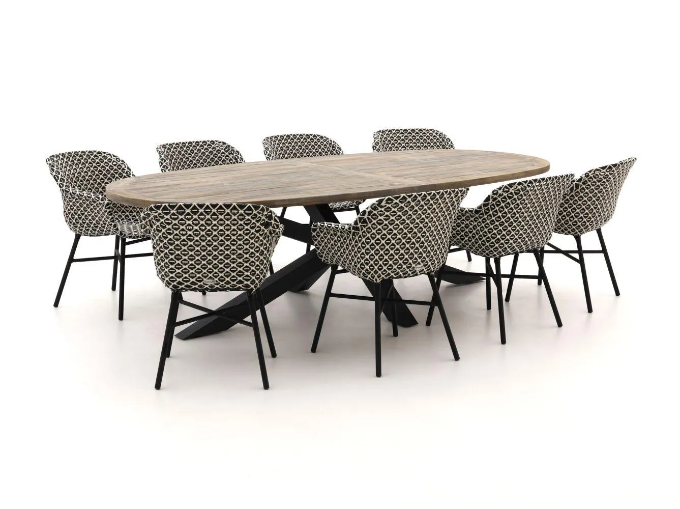Hartman Delphine/ROUGH-Y Ellips 280cm dining tuinset 9-delig