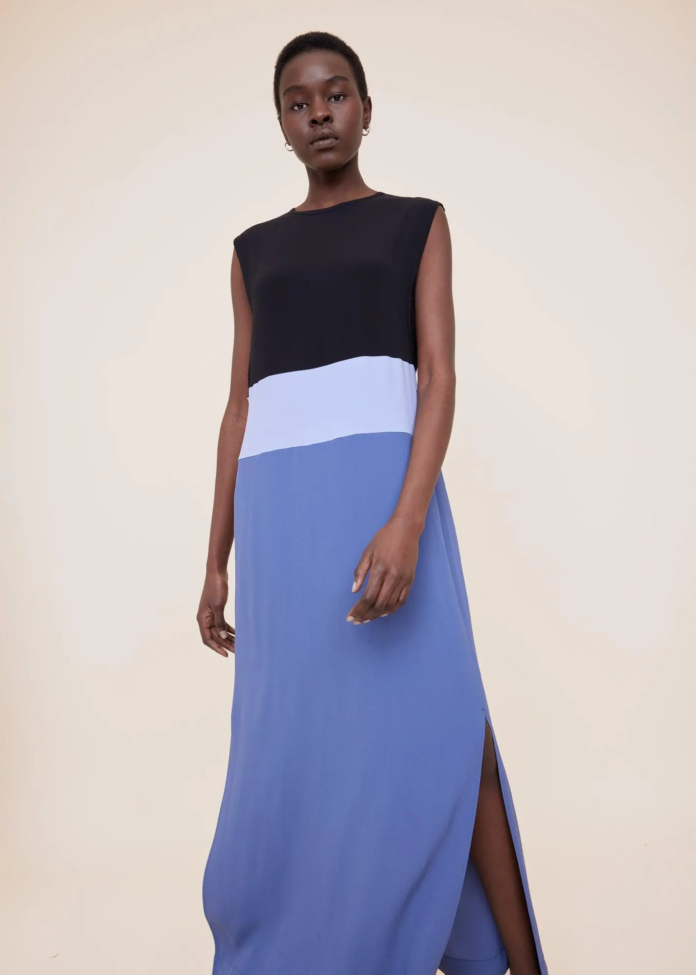 Colour blocking maxi-jurk