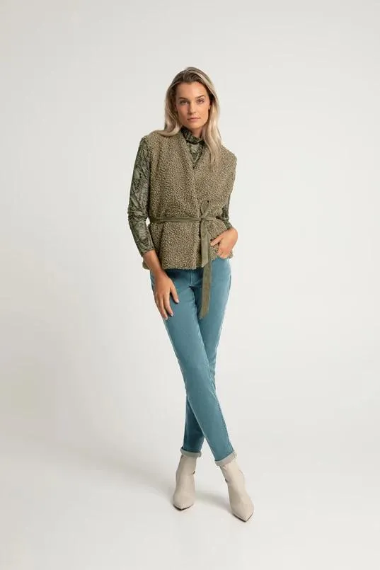 Jersey print top met col