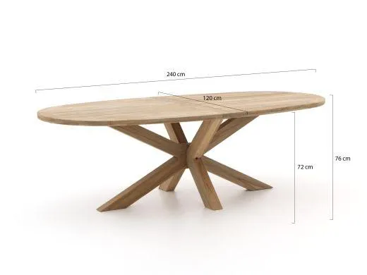 Bellagio Pizzoli/ROUGH-Y Ellips 240cm dining tuinset 7-delig stapelbaar