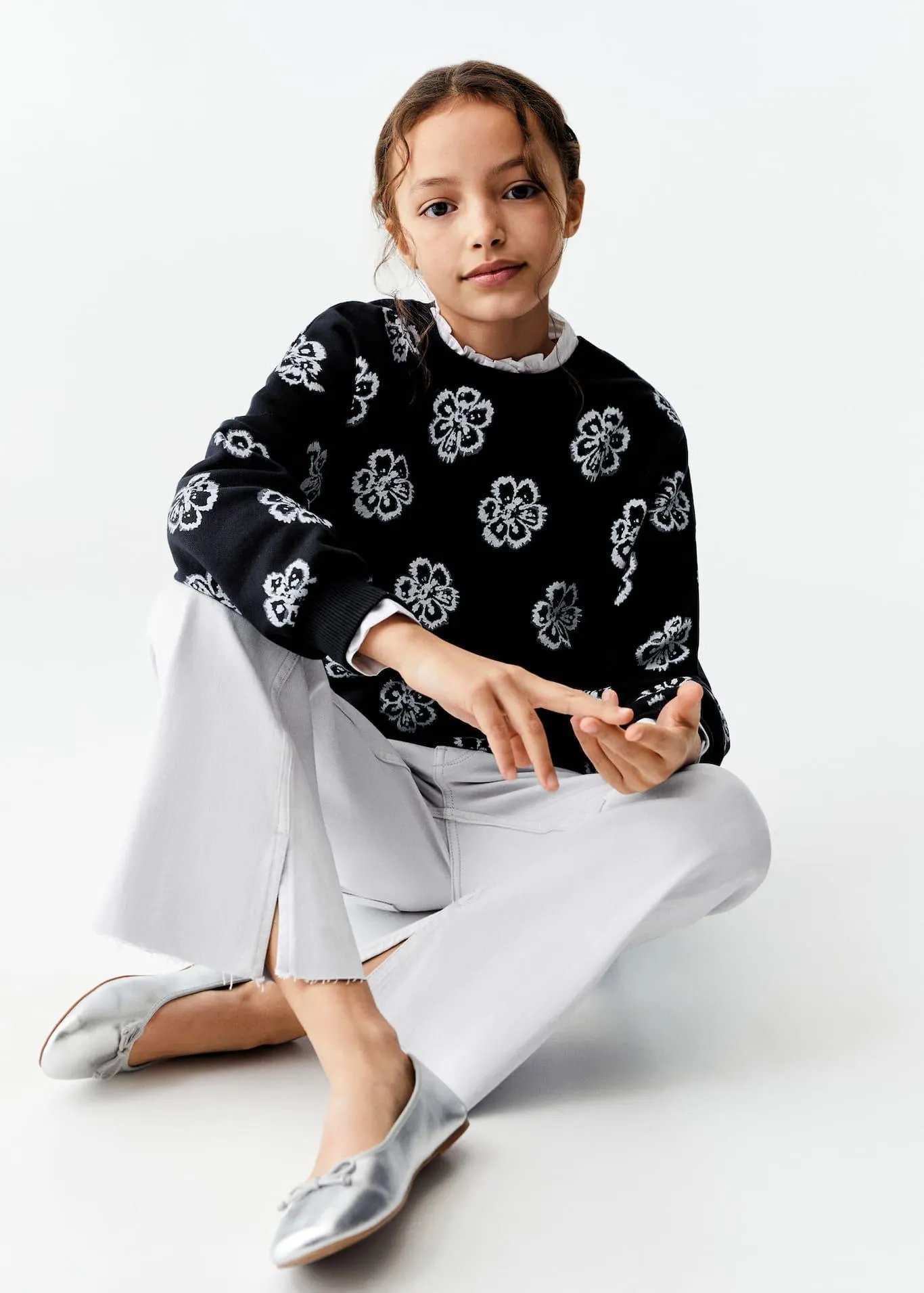 Yırtmaçlı flared jean