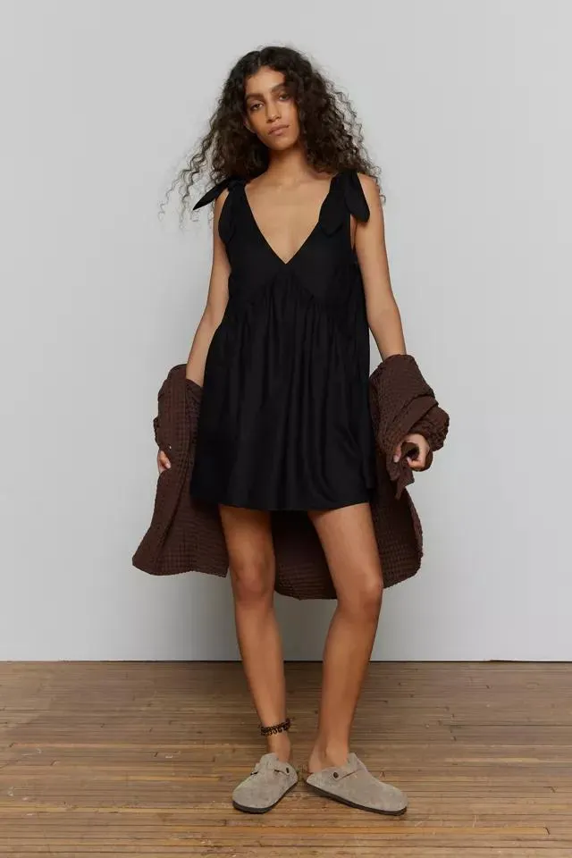 Urban Renewal Made In LA EcoVero™️ Linen Tie Shoulder Tunic Mini Dress